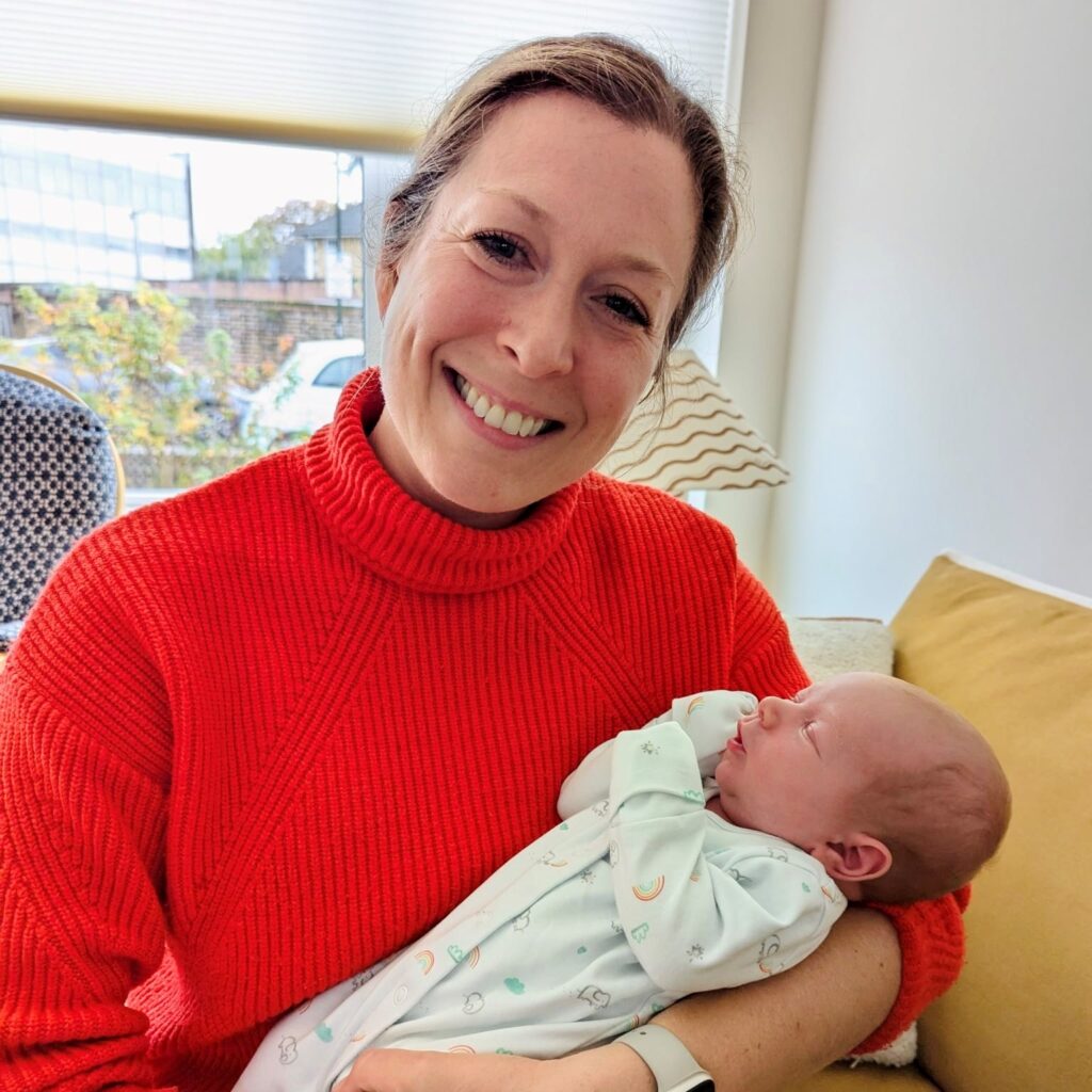 Rachel holding a baby